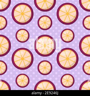 Mangosteen fruit seamless pattern vector illustration Stock Vector