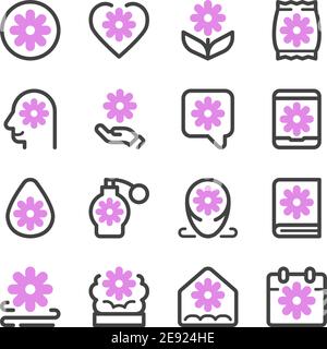 flower icon set,vector and illustration Stock Vector