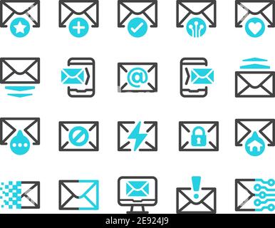 mail and email icon set,vector and illustration Stock Vector