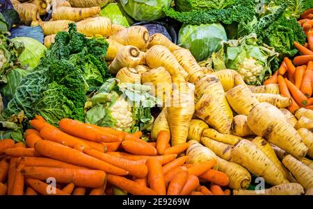 Image of various vegetables on a stand. Stock Photo