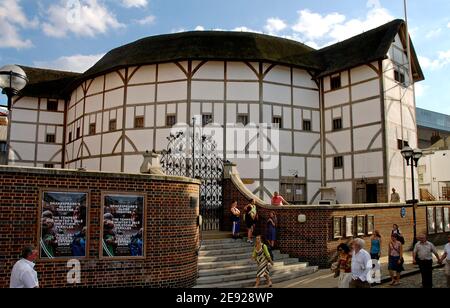 Interior of Shakespeares Globe Theatre Southbank London England Stock ...