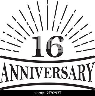 16th year celebrating anniversary emblem logo design vector template Stock Vector