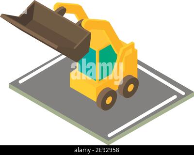 Mini bulldozer icon. Isometric illustration of mini bulldozer vector icon for web Stock Vector