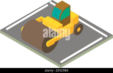 Road roller icon. Isometric illustration of road roller vector icon for web Stock Vector