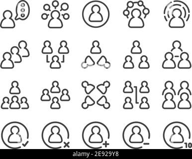 person and people thin line icon set,vector and illustration Stock Vector