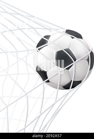 Soccer game match goal moment with ball in the net black white picture vector illustration Stock Vector