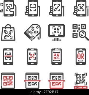 qr code scan icon set,vector and illustration Stock Vector