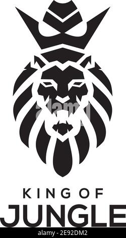Lion king with crown logo design vector illustration template Stock Vector