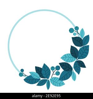 Blue trends leaves and berries elements template. Hand-drawn vector illustrations for poster, card or background Stock Vector