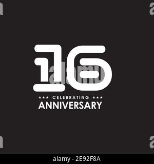 16th year celebrating anniversary emblem logo design vector template Stock Vector