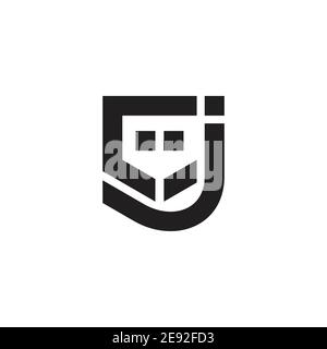 letter cj simple curves dots geometric logo vector Stock Vector