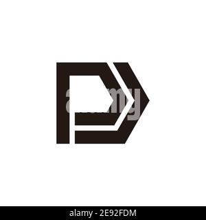simple geometric strip line letter pd logo vector Stock Vector