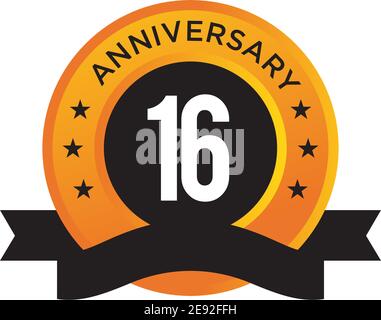 16th year celebrating anniversary emblem logo design vector template Stock Vector