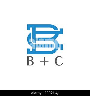 letter bc linked overlap simple flat logo vector Stock Vector