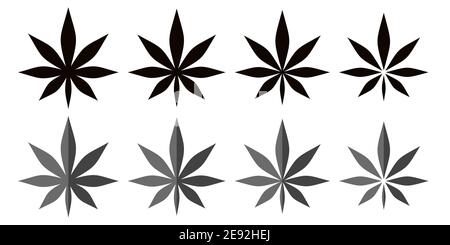 Minimalistic Black Abstract Flat Cannabis Leaf Vector Illustration Icon Stock Vector