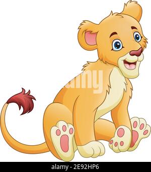 Vector illustration of Cartoon lioness isolated on white background Stock Vector