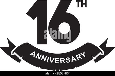 16th year celebrating anniversary emblem logo design vector template Stock Vector