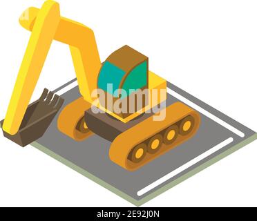 Crawler excavator icon. Isometric illustration of crawler excavator vector icon for web Stock Vector