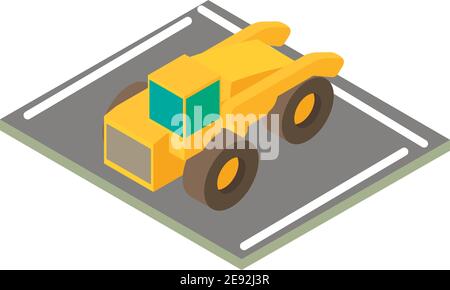 Motor grader icon. Isometric illustration of motor grader vector icon for web Stock Vector