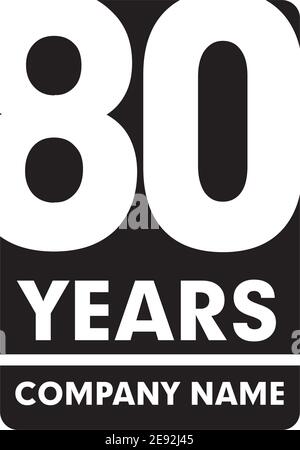 80th year anniversary emblem logo design vector template Stock Vector