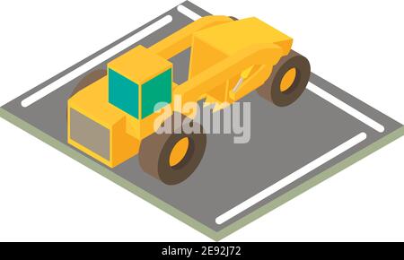 Construction grader icon. Isometric illustration of construction grader vector icon for web Stock Vector