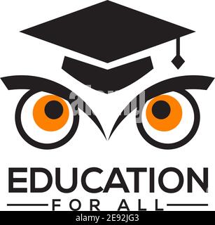 Education logo design with using owl bird icon vector template Stock Vector
