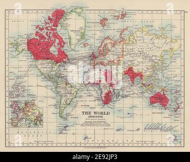 BRITISH EMPIRE. World Mercator. Currents. Steamship routes
