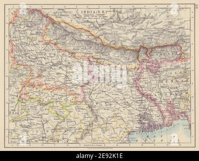 INDIA Bengal Antique Map 1894 by Bartholomew Sikkim Bhutan Assam 