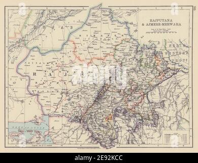 INDIA: Rajasthan: Rajputana & Ajmer-Merwara, 1897 antique map Stock ...