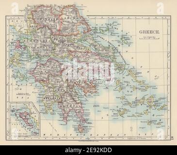 GREECE. Morea Thessaly Rumelia Cyclades Aegean Ionian Islands. JOHNSTON 1901 map Stock Photo