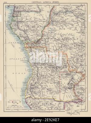 COLONIAL CENTRAL AFRICA. French Congo Free State 'Debatable Territory' 1901 map Stock Photo