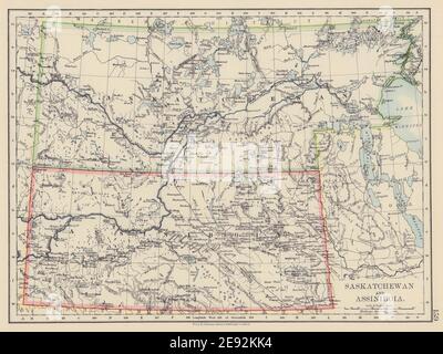 ASSINIBOIA & SASKATCHEWAN Province map. Canadian Pacific Railroad. JOHNSTON 1901 Stock Photo