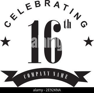 16th year celebrating anniversary emblem logo design vector template Stock Vector