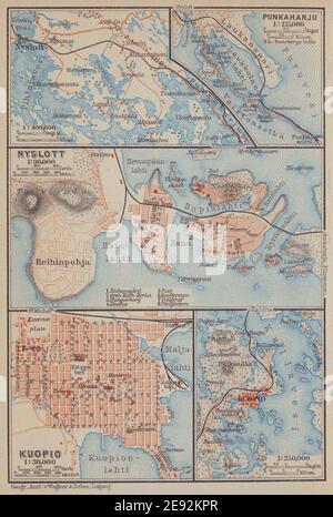 Punkaharju. Savonlinna (Nyslott). Kuopio town/city plan kartta. Finland  1914 map Stock Photo - Alamy