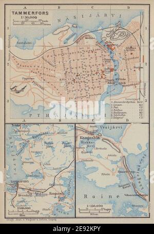 Tampere/Tammerfors town/city plan kaupunki kartta suunnitelma. Finland 1914 map Stock Photo