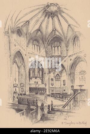 St. Dunstan-in-the-West church interior. Fleet Street. City of London 1904