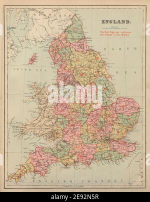 ENGLAND antique index map by GW BACON 1885 old vintage plan chart Stock ...