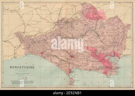 DORSETSHIRE antique county map by GW BACON 1898 old plan chart Stock ...