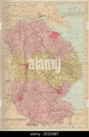LINCOLNSHIRE antique county map by GW BACON 1885 old plan chart Stock ...