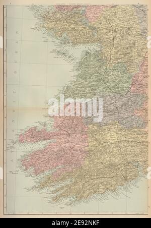 IRELAND (South West) Munster Cork Kerry Clare Limerick GW BACON 1883 old map Stock Photo