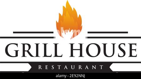 Grill house restaurant logo design vector template illustration Stock Vector