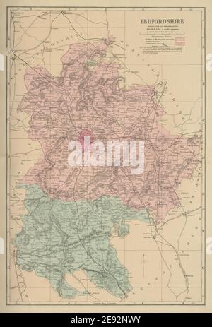 BEDFORDSHIRE antique county map by GW BACON 1891 old plan chart Stock ...