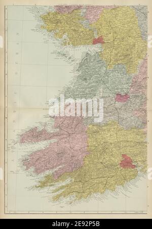 IRELAND (South West) Munster Cork Kerry Clare Limerick GW BACON 1885 old map Stock Photo