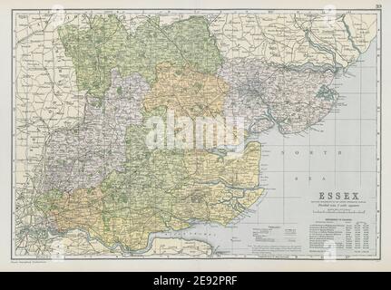 ESSEX county map. Parliamentary constituencies divisions. Railways. BACON 1906 Stock Photo