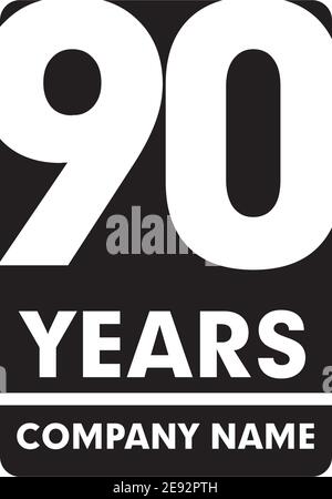 90th year anniversary emblem logo design vector template Stock Vector