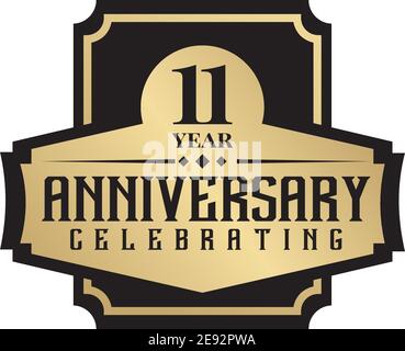 11th year anniversary logo design vector illustration template Stock Vector