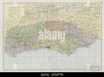 SUSSEX County Map Parliamentary Constituencies Railways Divisions BACON Stock Photo Alamy