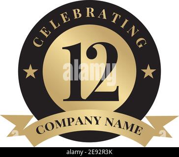 12th year anniversary emblem logo design template Vector Image