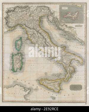 Italy by John Thomson. Island of Elba. Sicily Sardinia Corsica 1817 old map Stock Photo