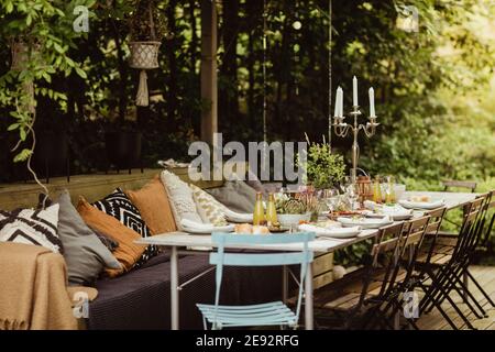 Table setting for garden party Stock Photo